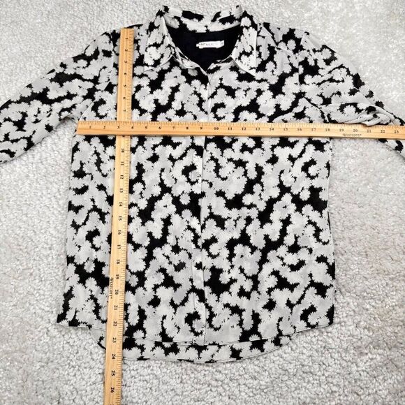 A.L.C Black White Floral Silk Button Up Blouse 6 - Picture 7 of 7